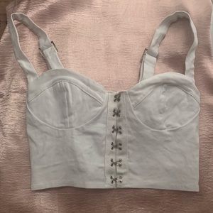 white cropped top